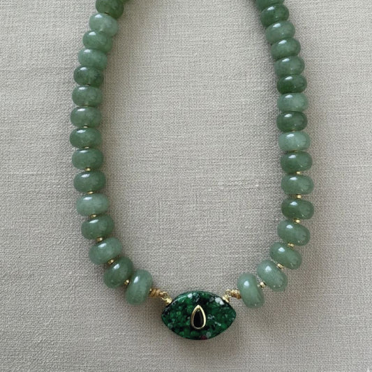 COLLAR GAIA - ZOISITA CON RUBÍ